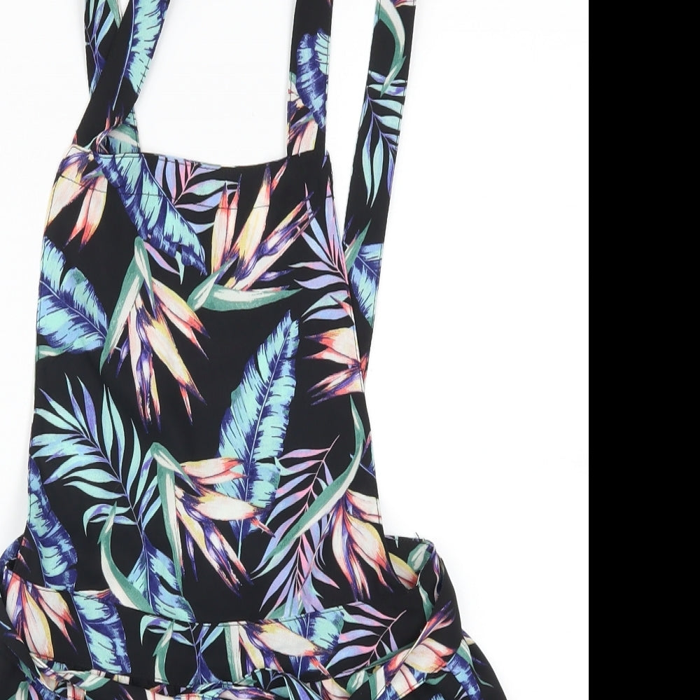H&M Womens Multicoloured Flecked  Playsuit One-Piece Size 8 L3 in - Leaf Prints