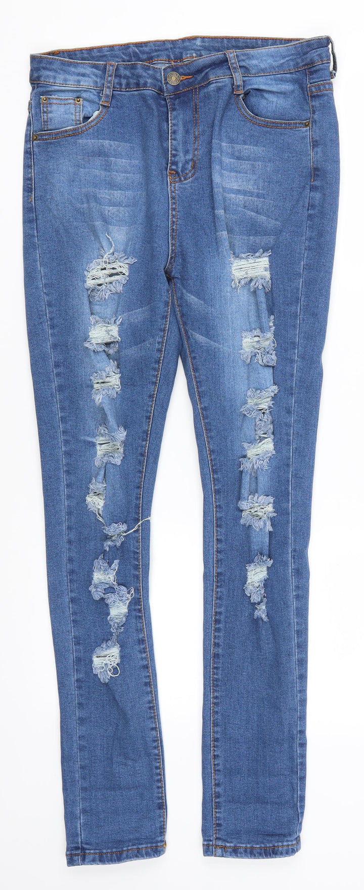 Preworn Womens Blue  Denim Skinny Jeans Size 32 in L29 in