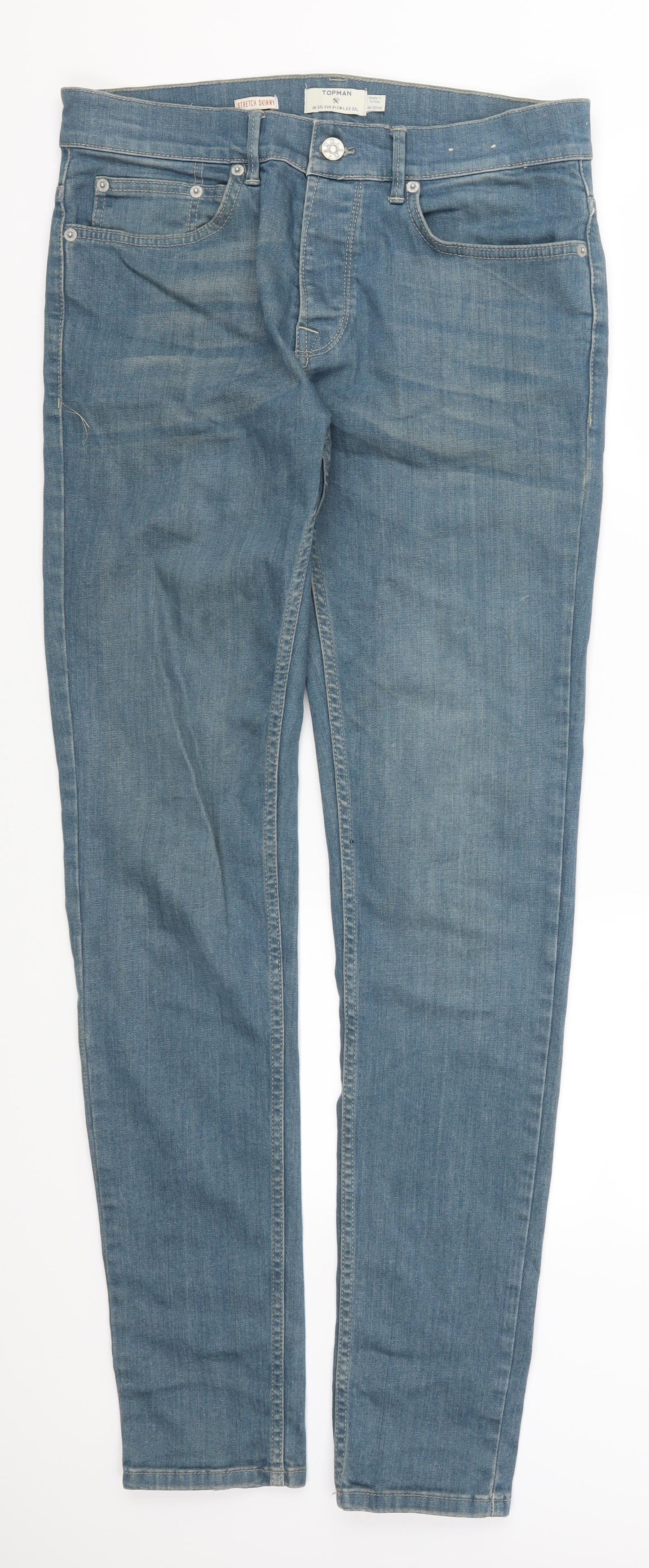 Topman Mens Blue  Denim Skinny Jeans Size 32 L31 in