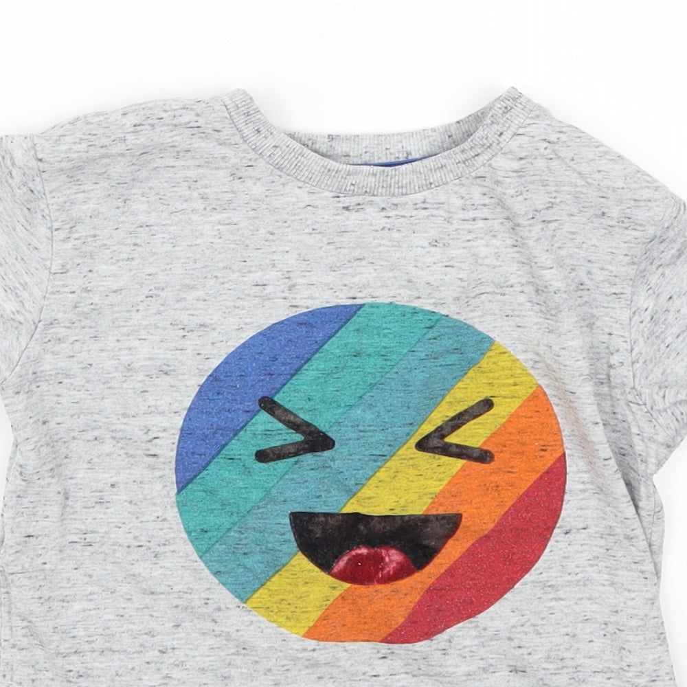 NEXT Boys Grey   Basic T-Shirt Size 4-5 Years  - Smiley Face