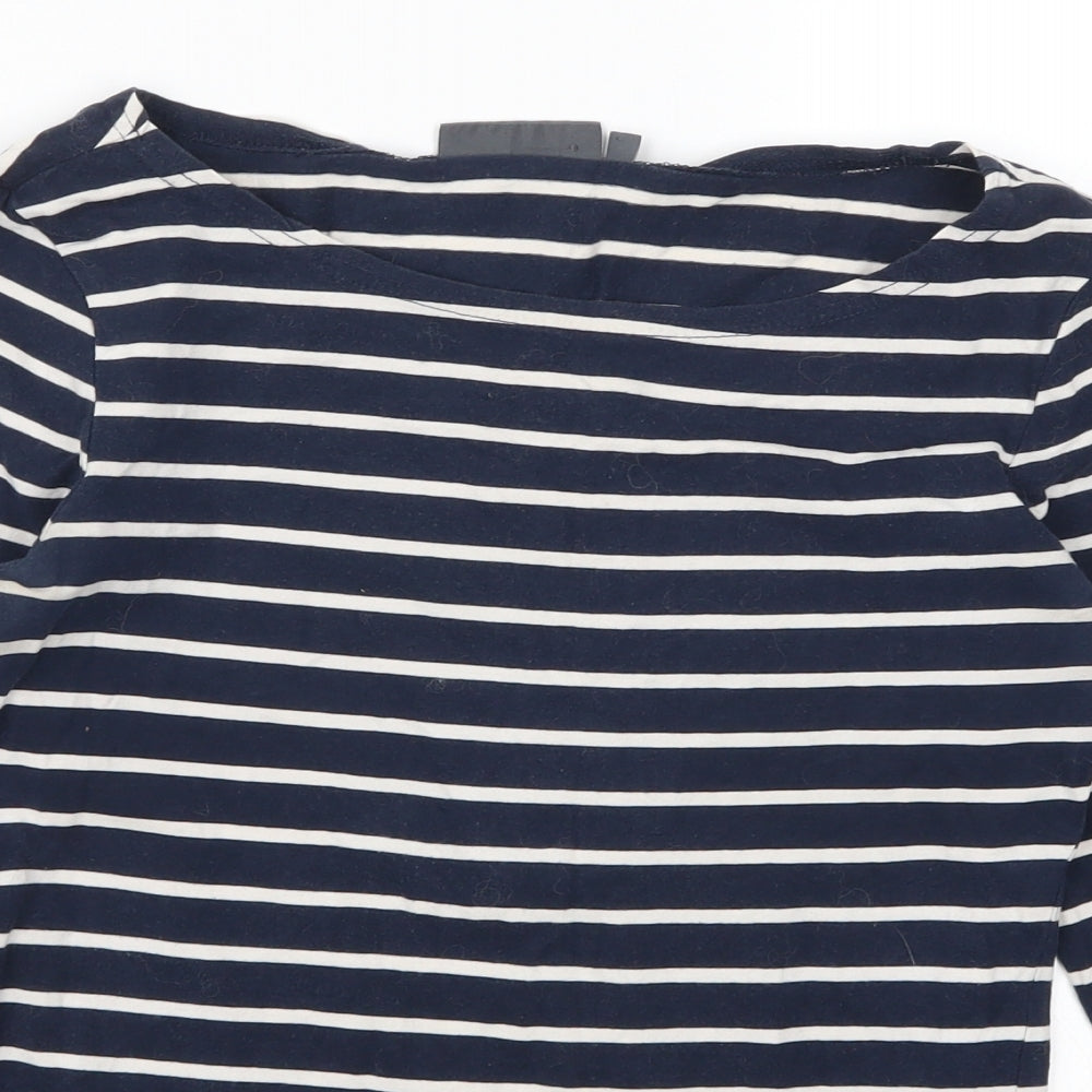 Race Marine Womens Blue Striped  Basic T-Shirt Size 8