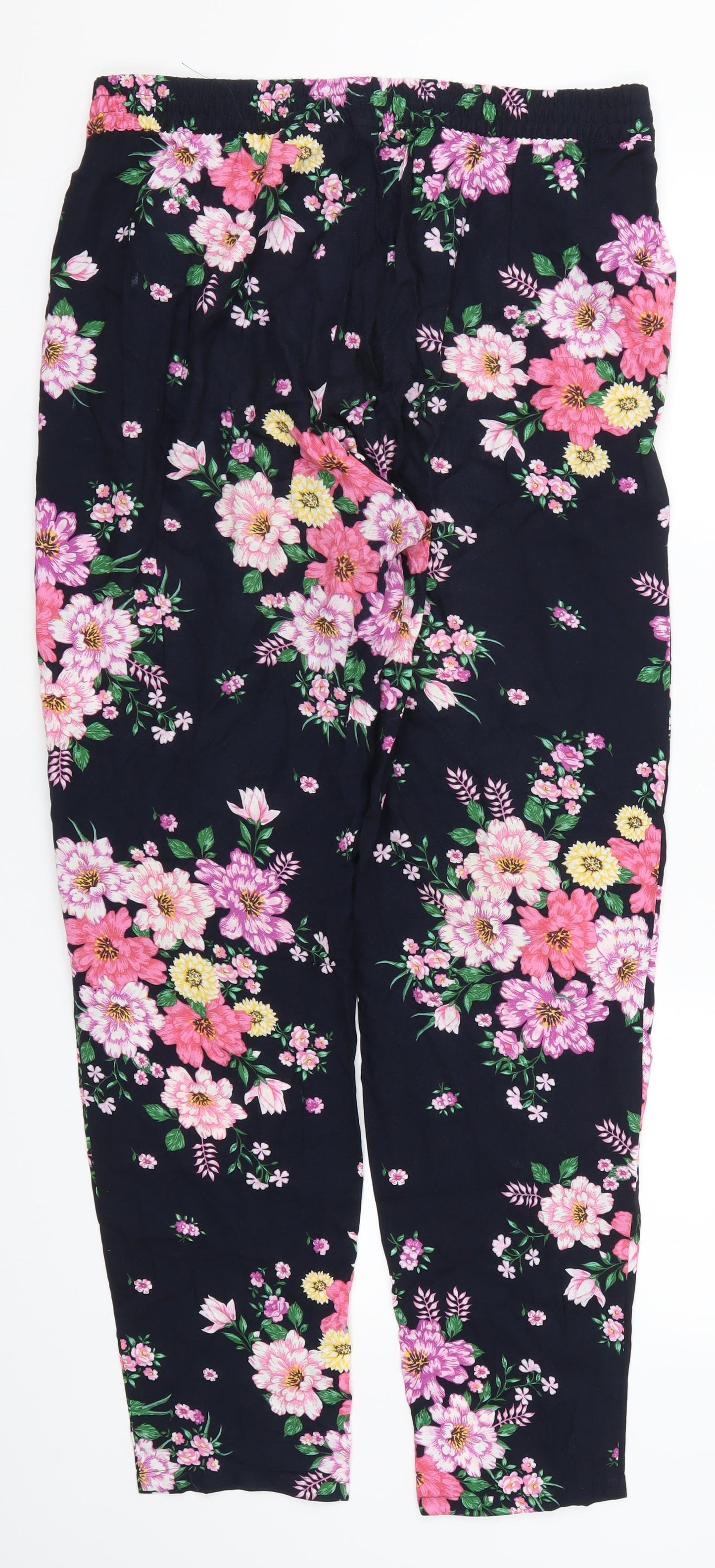 H&M Womens Pink Floral  Trousers  Size 10 L28.5 in