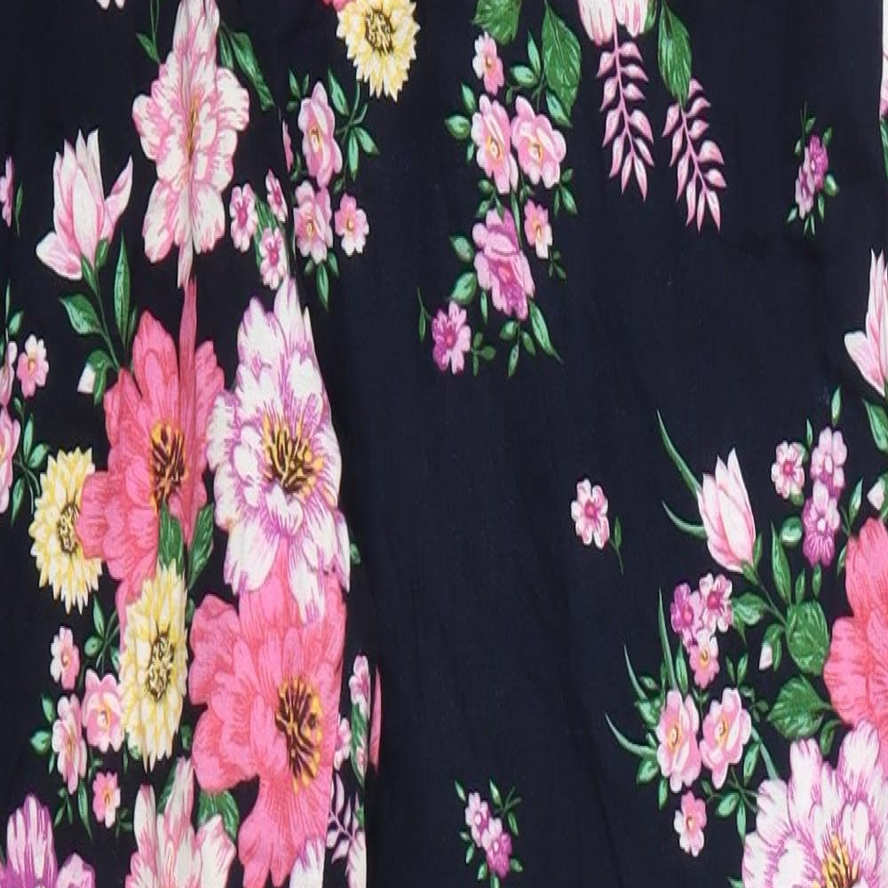 H&M Womens Pink Floral  Trousers  Size 10 L28.5 in
