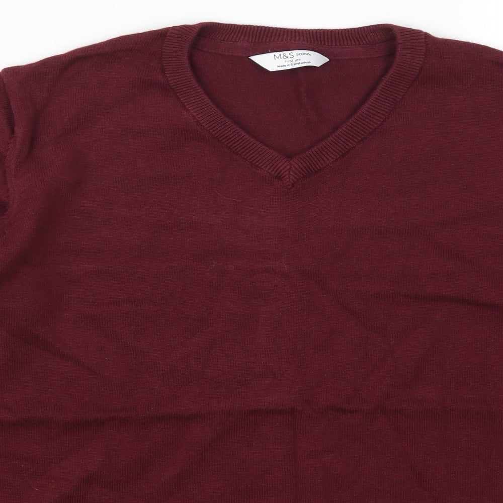 Marks and Spencer Boys Red   Pullover Jumper Size 11-12 Years