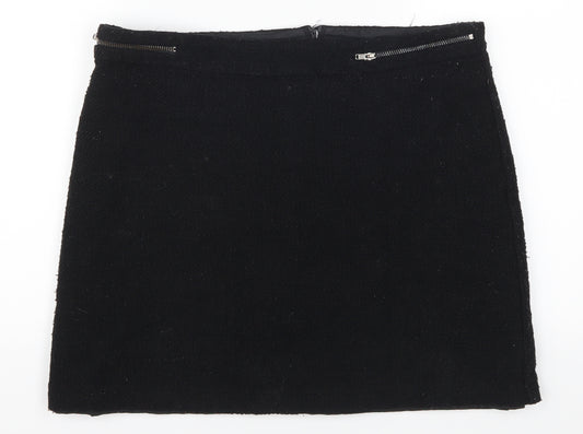 Front view of New Look women’s black mini skirt, size UK 12