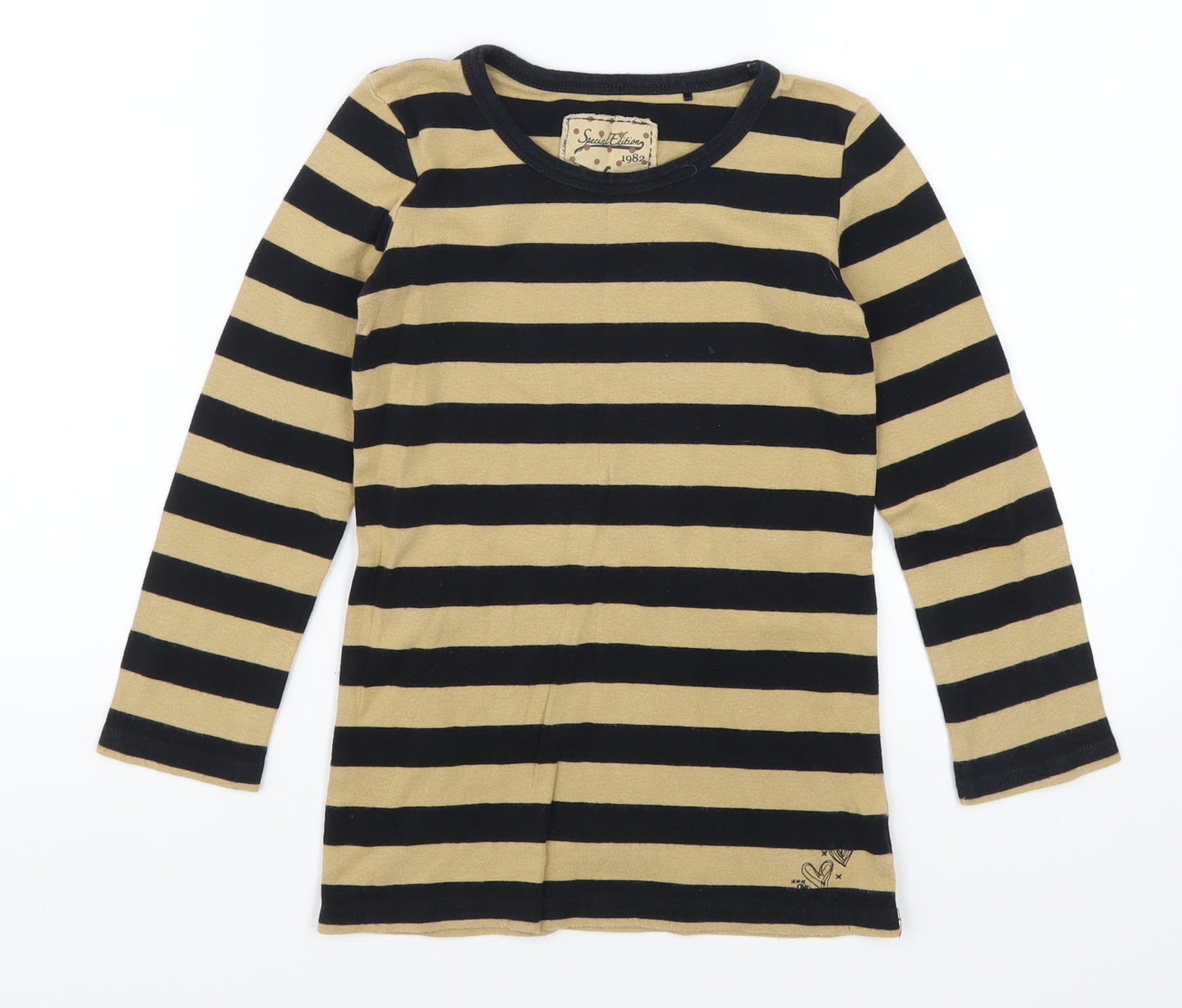NEXT Girls Beige Striped  Basic T-Shirt Size 7 Years