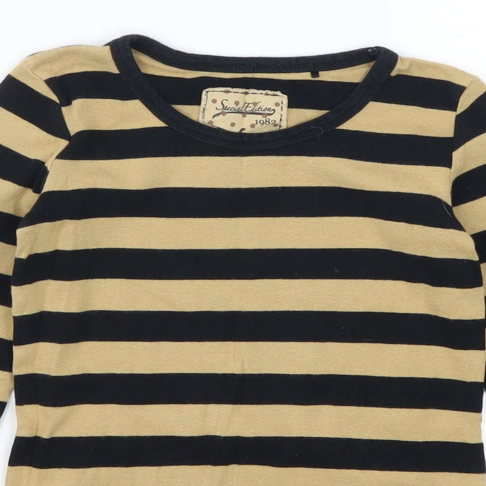 NEXT Girls Beige Striped  Basic T-Shirt Size 7 Years