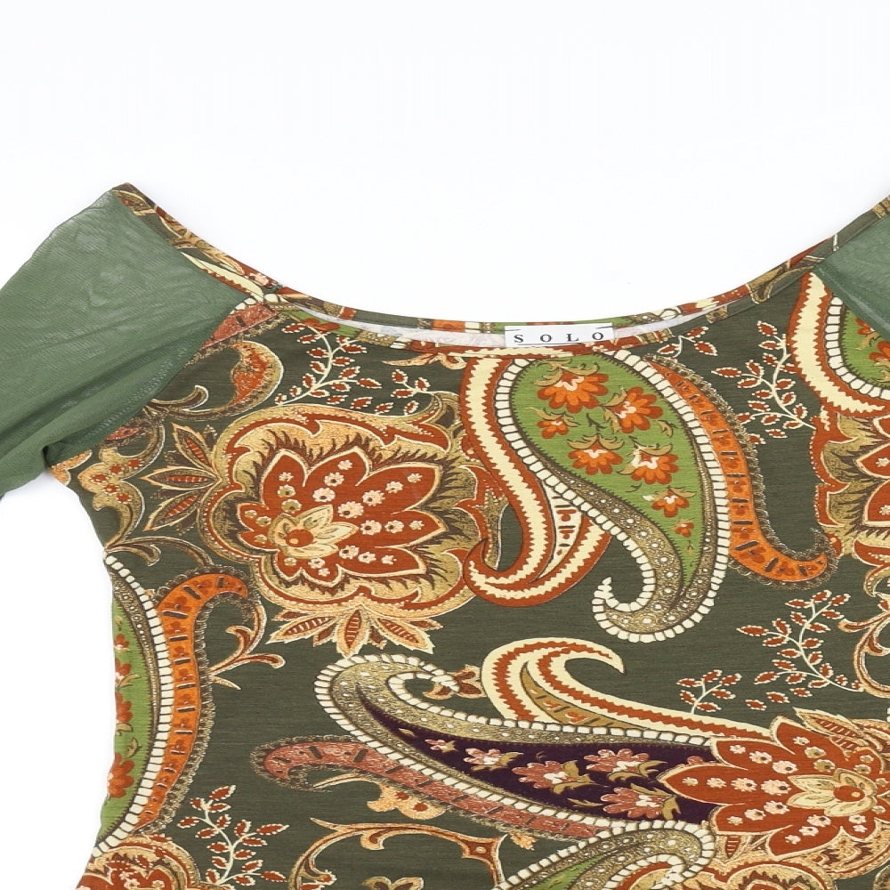 Solo Italy Womens Green   Basic T-Shirt Size 14