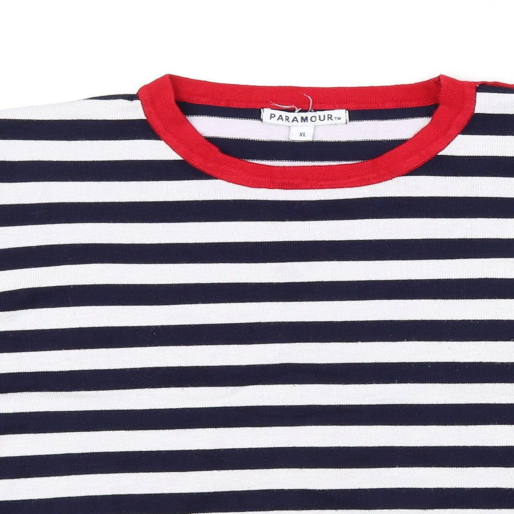 paramour Womens White Striped  Pullover Jumper Size XL