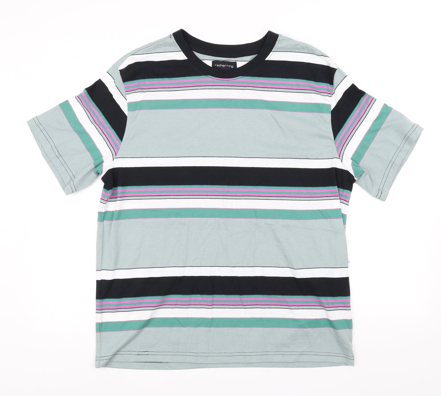 REDHERRING Mens Blue Striped   T-Shirt Size S