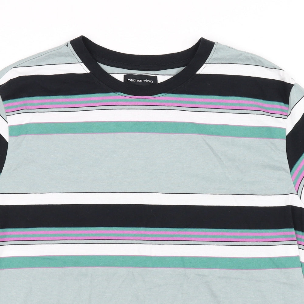 REDHERRING Mens Blue Striped   T-Shirt Size S