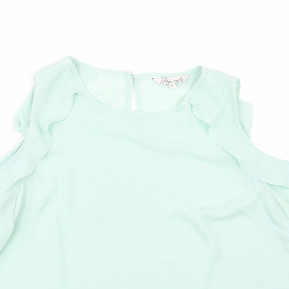 Peacocks Womens Green  Chiffon Basic Blouse Size 14