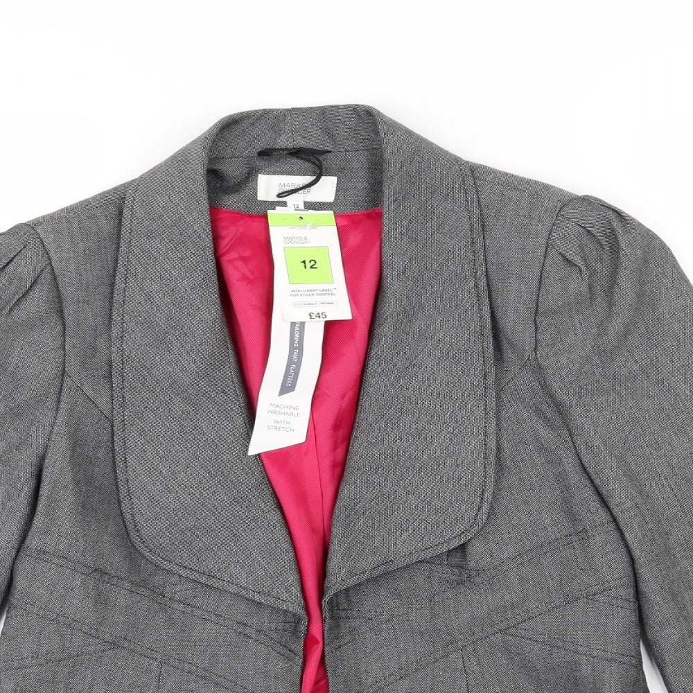 Marks and Spencer Womens Grey  Rayon Jacket Blazer Size 12