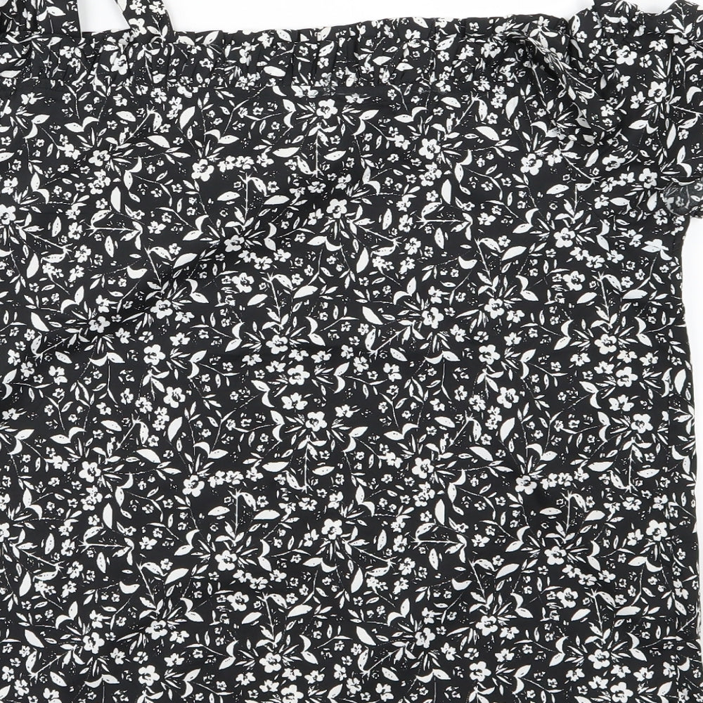 Papaya Womens Black Floral  Basic Blouse Size 12