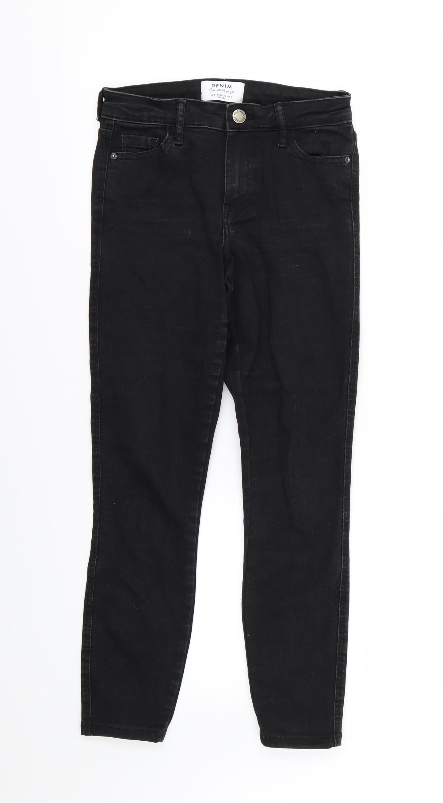 Miss Selfridge Womens Black  Denim Skinny Jeans Size 8 L25 in
