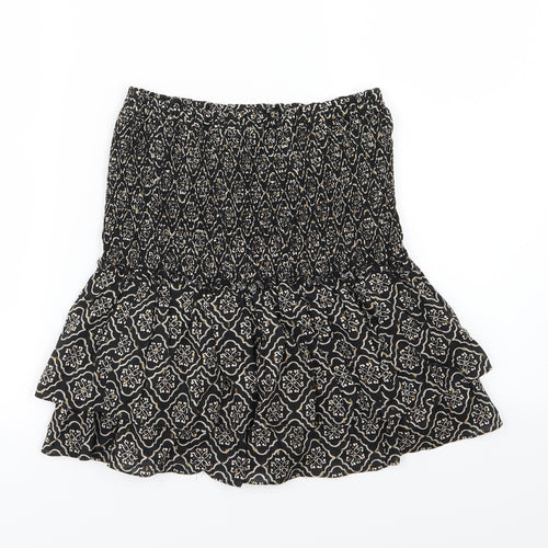 Zara Womens Black Geometric Woven Basic Blouse Size XS
