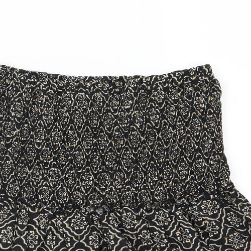 Zara Womens Black Geometric Woven Basic Blouse Size XS