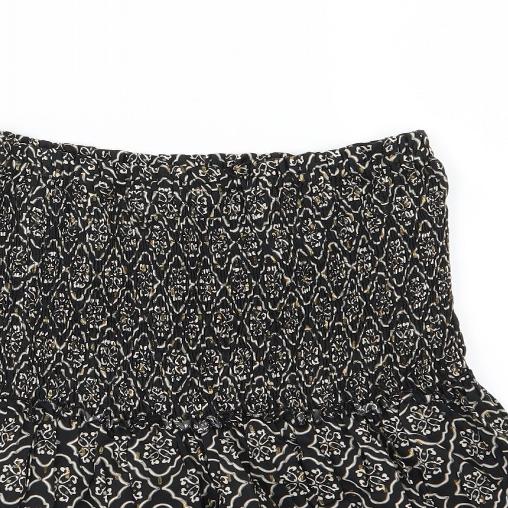Zara Womens Black Geometric Woven Basic Blouse Size XS