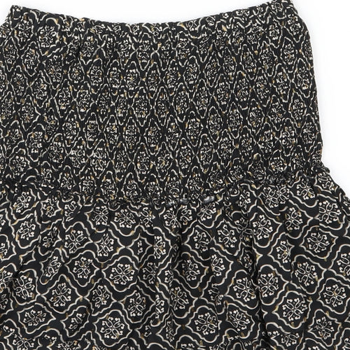Zara Womens Black Geometric Woven Basic Blouse Size XS