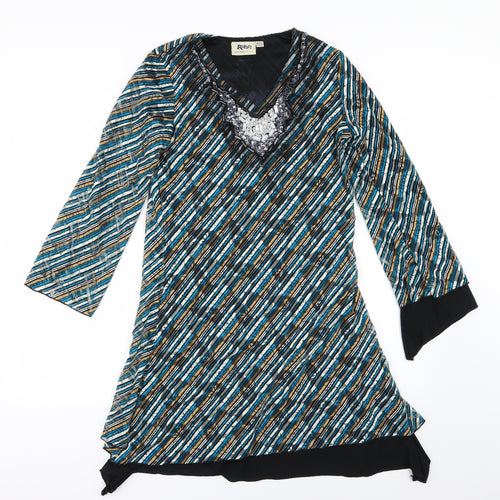 Rupali Womens Multicoloured Striped  A-Line  Size S  - Beaded