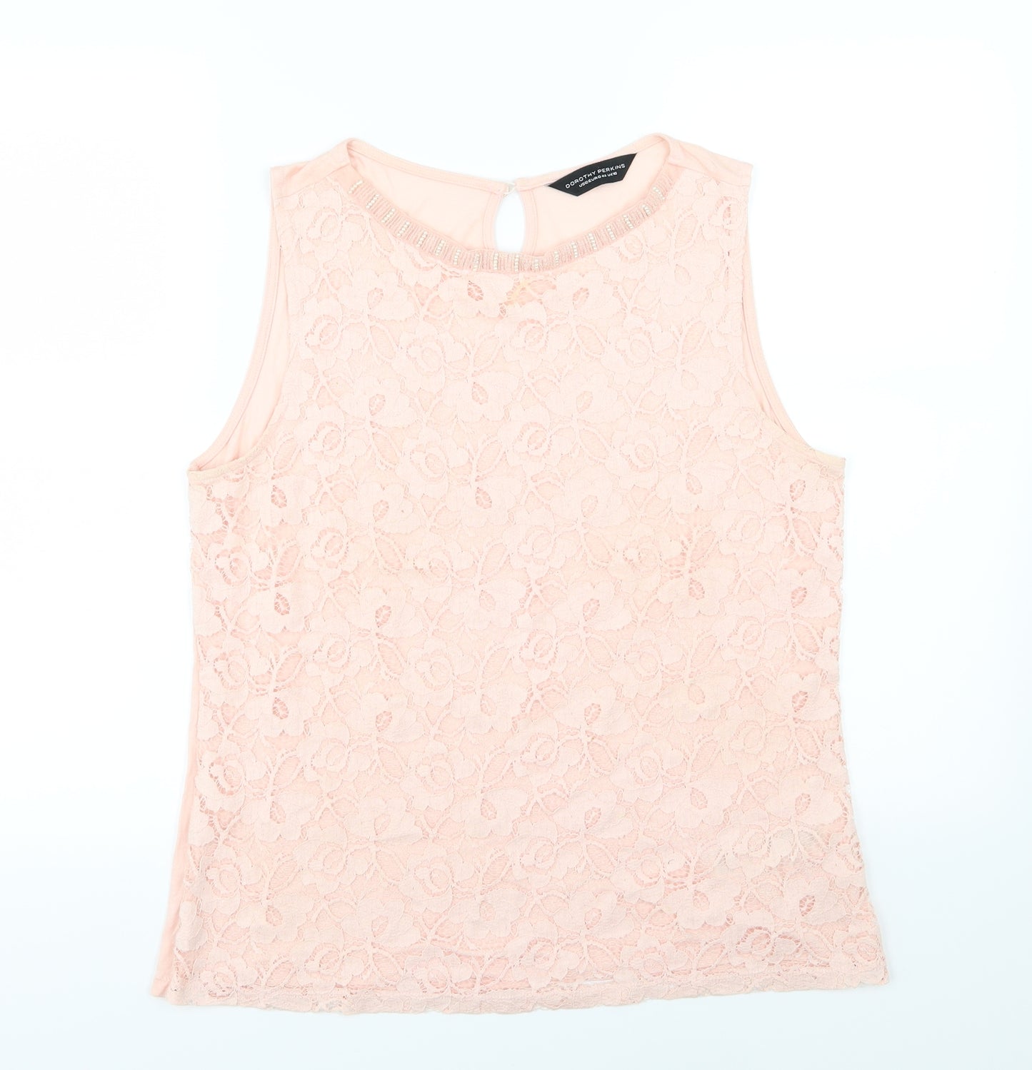 Dorothy Perkins Womens Pink Floral Jersey Basic T-Shirt Size 16  - Beaded