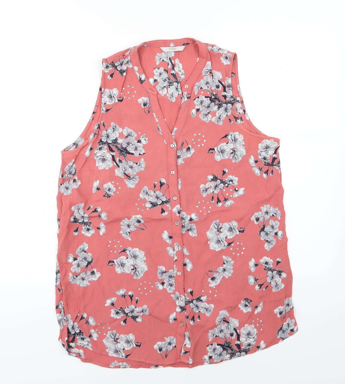 George Womens Pink Floral  Basic Blouse Size 14