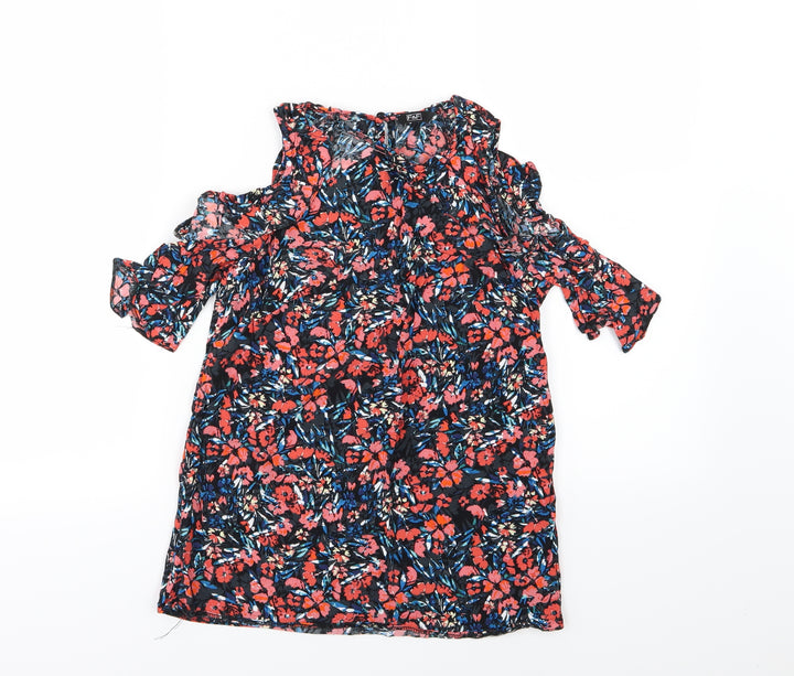 F&F Womens Multicoloured Floral Basic Blouse Size 8 - cold shoudler
