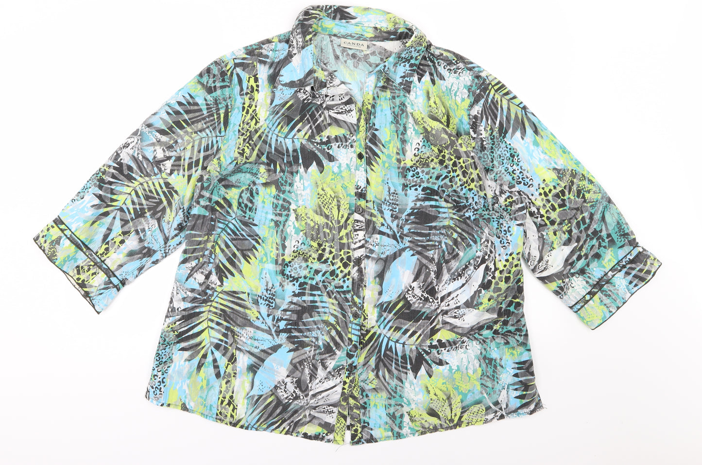 C&A Womens Multicoloured Floral Woven Basic Button-Up Size 20