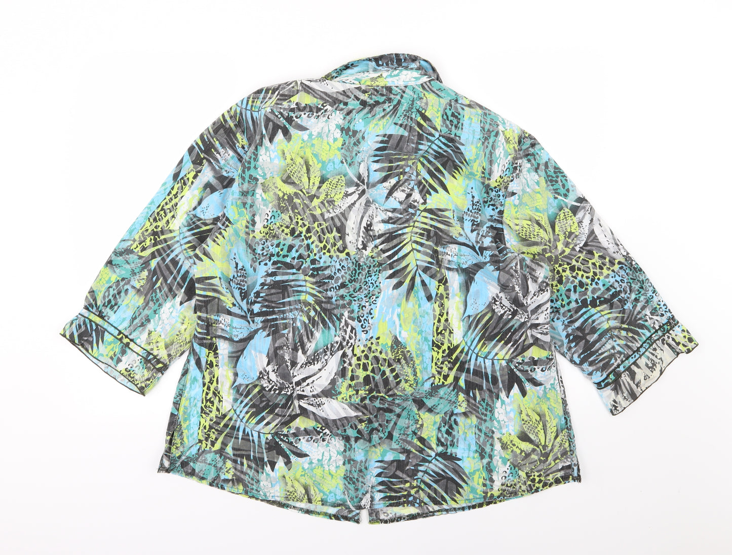 C&A Womens Multicoloured Floral Woven Basic Button-Up Size 20