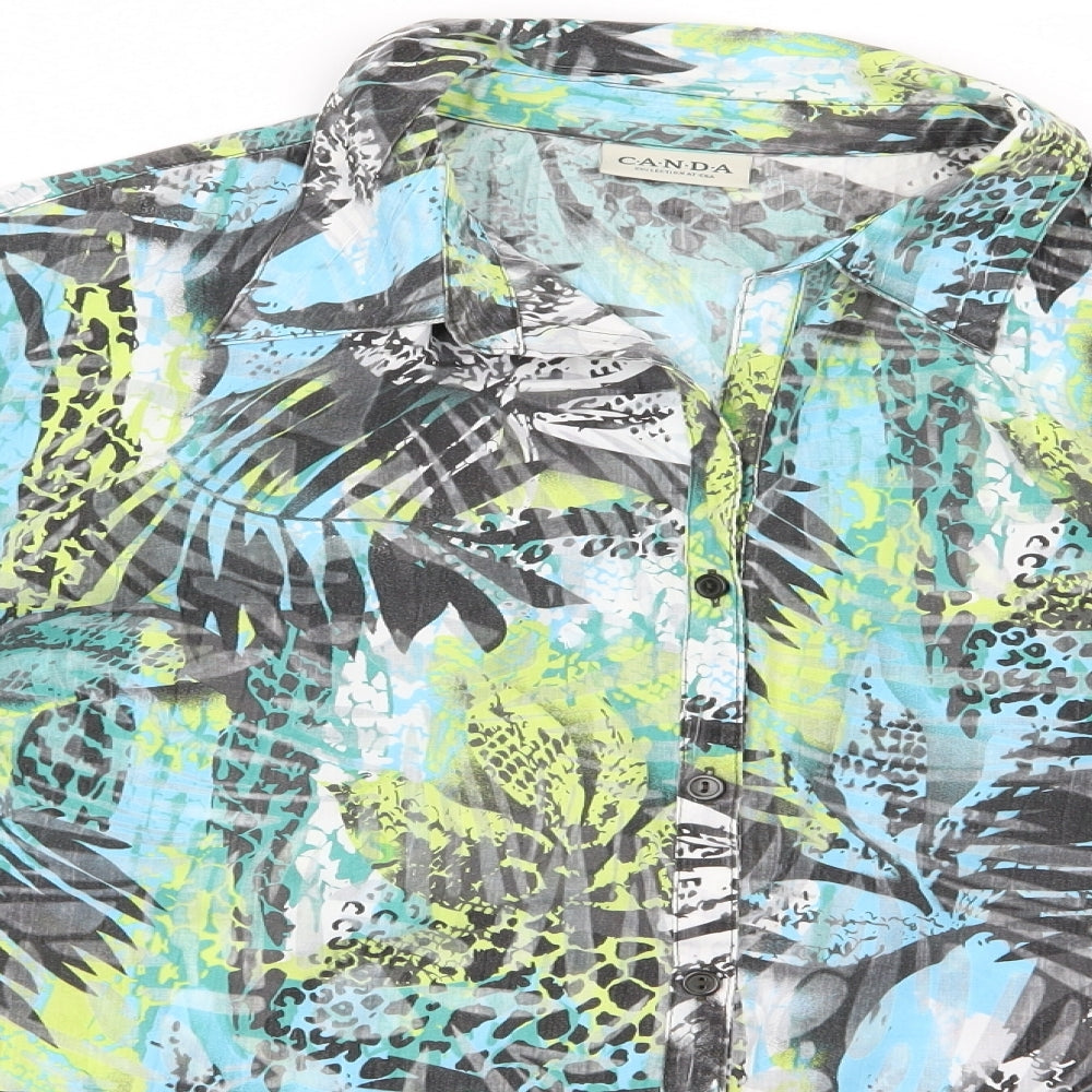 C&A Womens Multicoloured Floral Woven Basic Button-Up Size 20