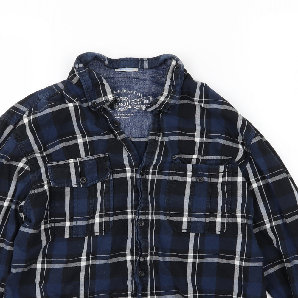 JACK & JONES Mens Blue Striped Woven  Button-Up Size M