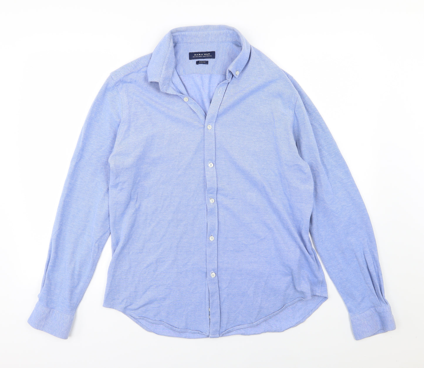 Zara Mens Blue  Woven  Button-Up Size L