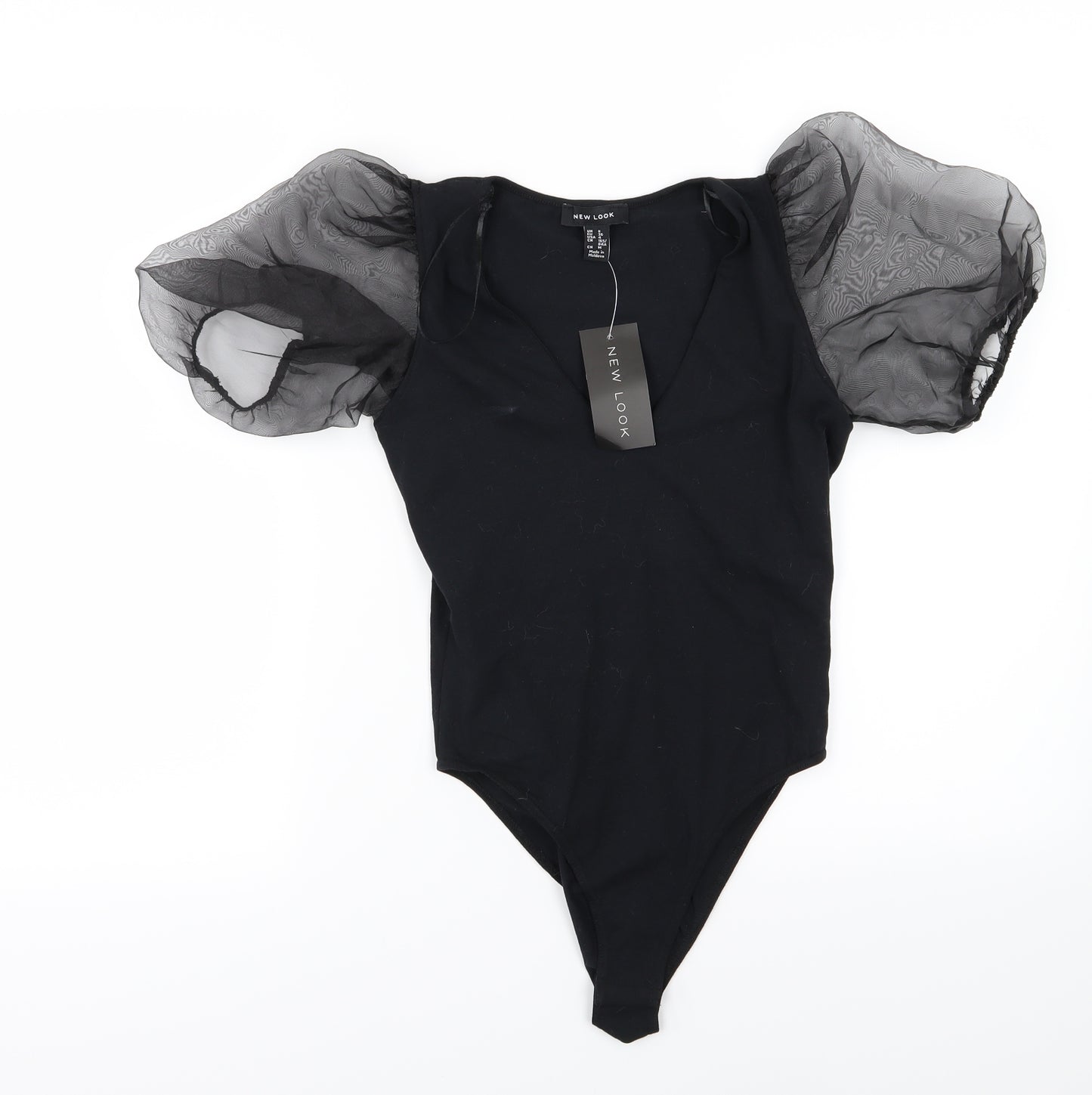 New Look Womens Black  Jersey Basic T-Shirt Size 8  - Bodysuit