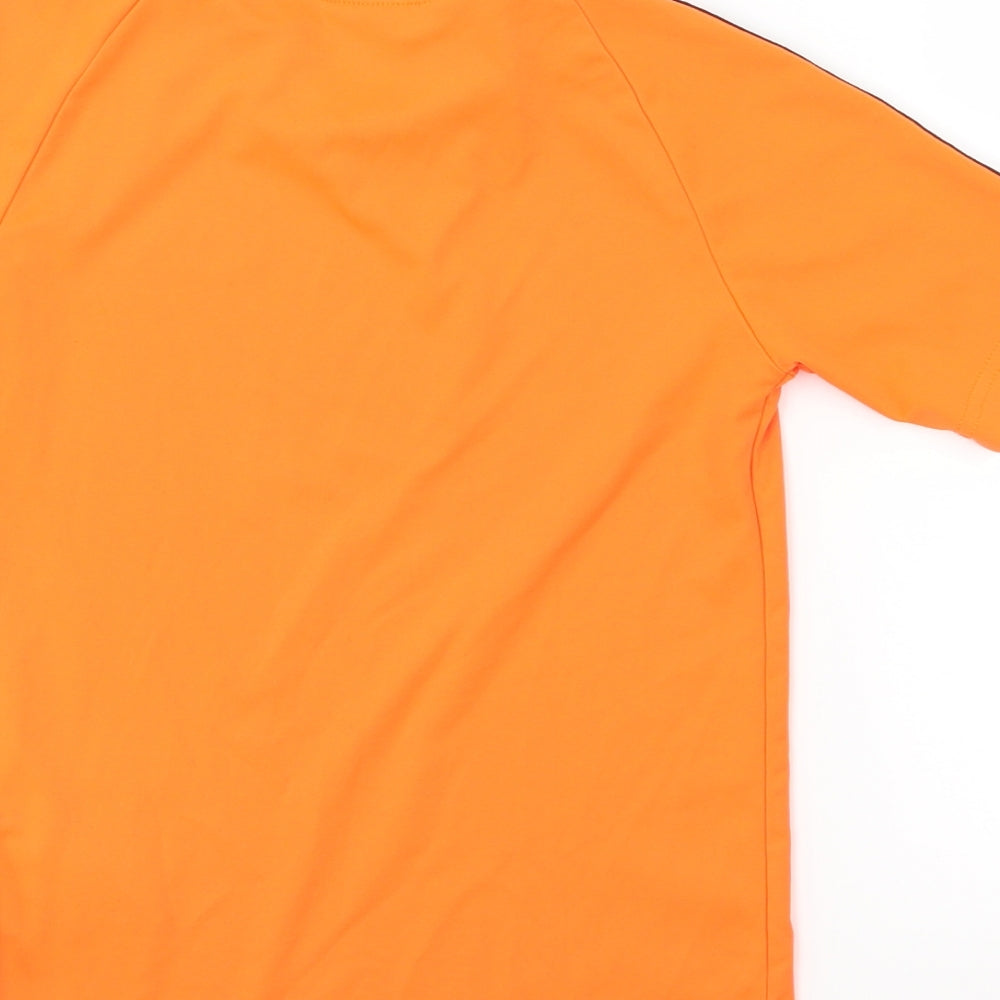 adidas Boys Orange Striped  Basic T-Shirt Size 7-8 Years