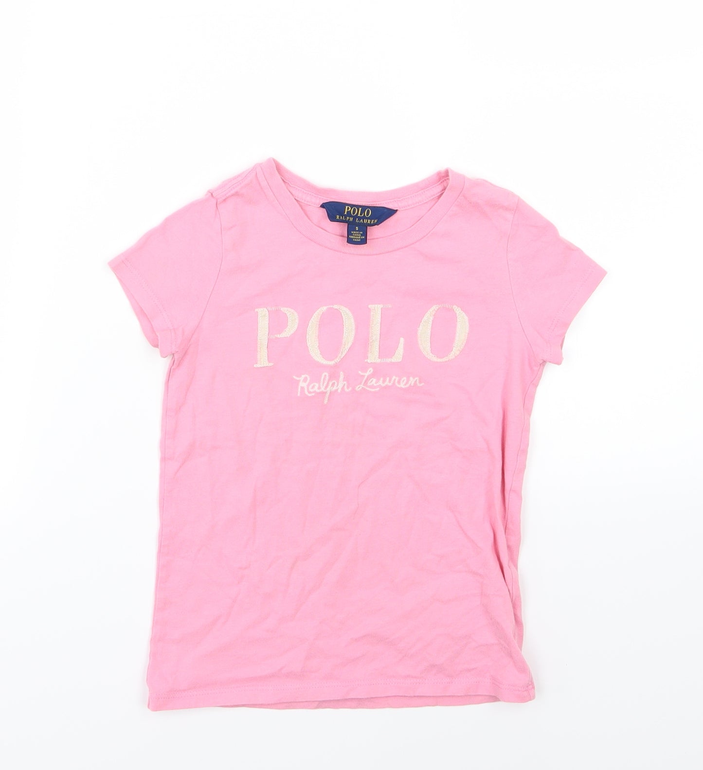 Polo Ralph Lauren Girls Pink  Jersey Basic T-Shirt Size 5 Years