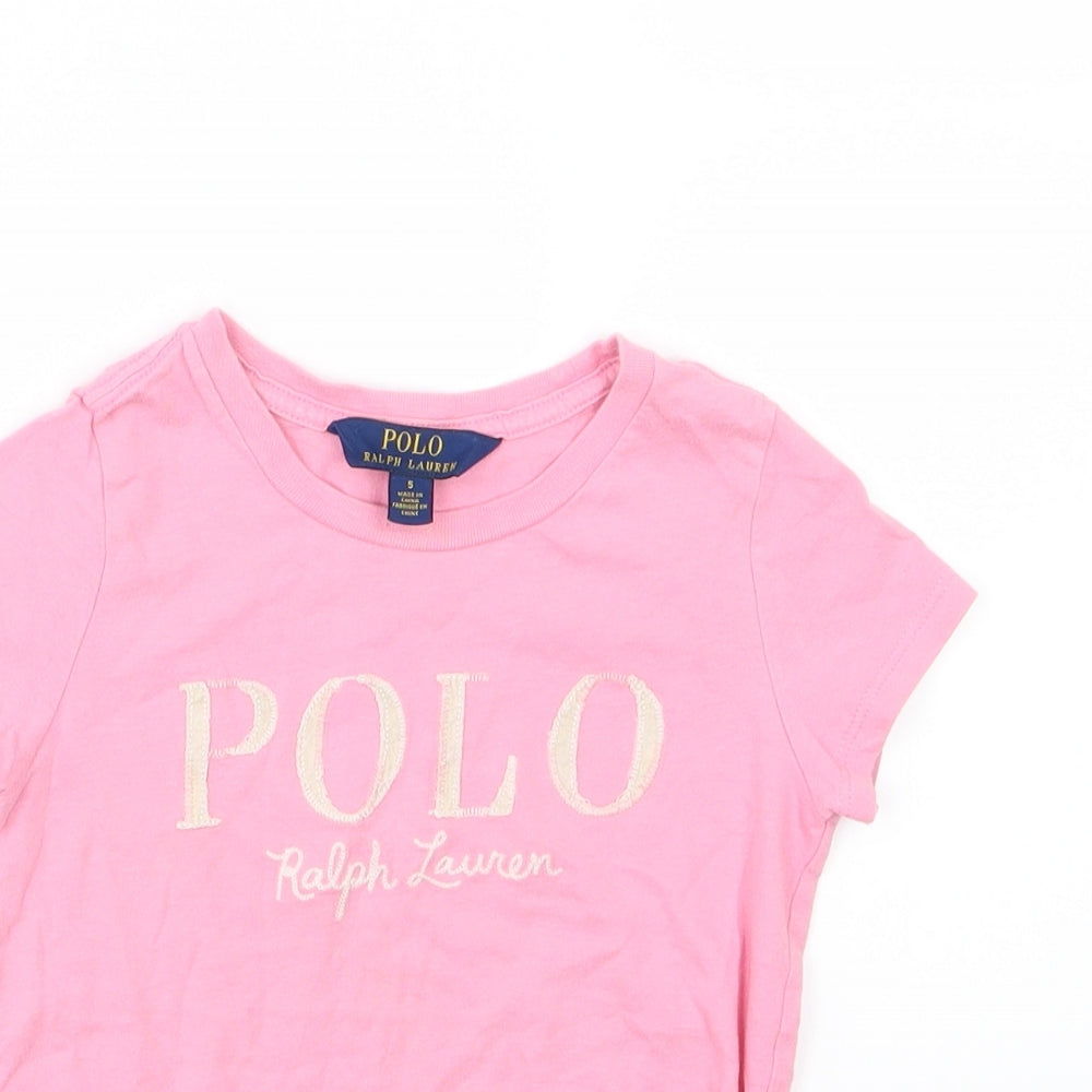 Polo Ralph Lauren Girls Pink  Jersey Basic T-Shirt Size 5 Years