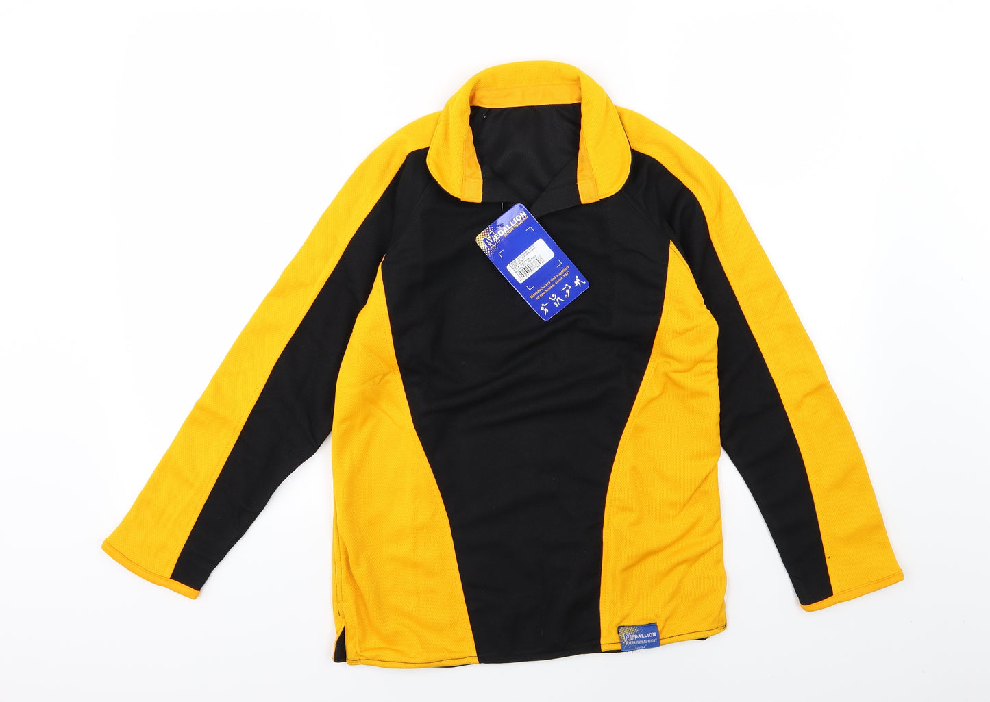 Medallion Boys Yellow Striped  Basic Polo Size 12-13 Years