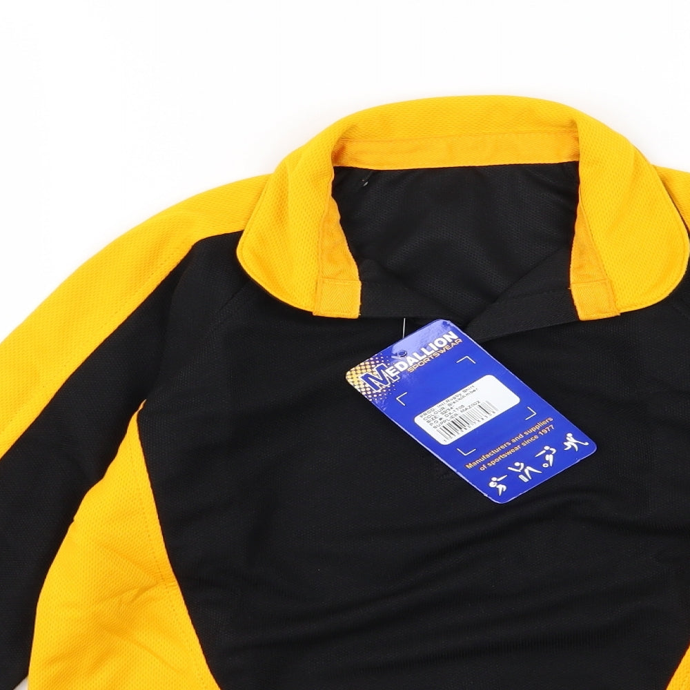 Medallion Boys Yellow Striped  Basic Polo Size 12-13 Years