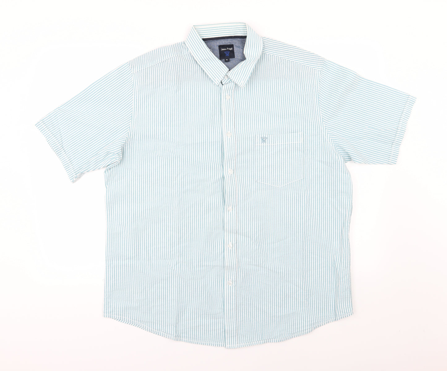EWM Mens Green Striped   Button-Up Size XL