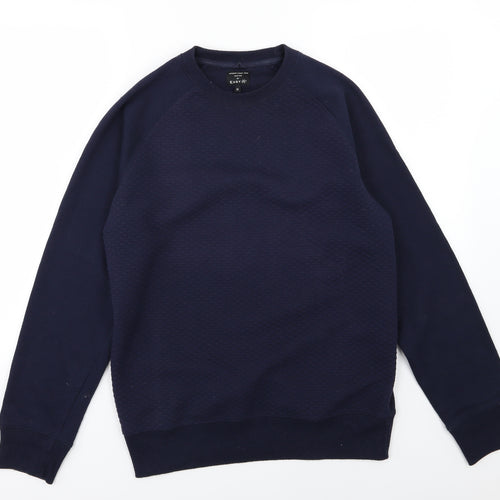 Easy Womens Blue Argyle/Diamond Jersey Pullover Sweatshirt Size M