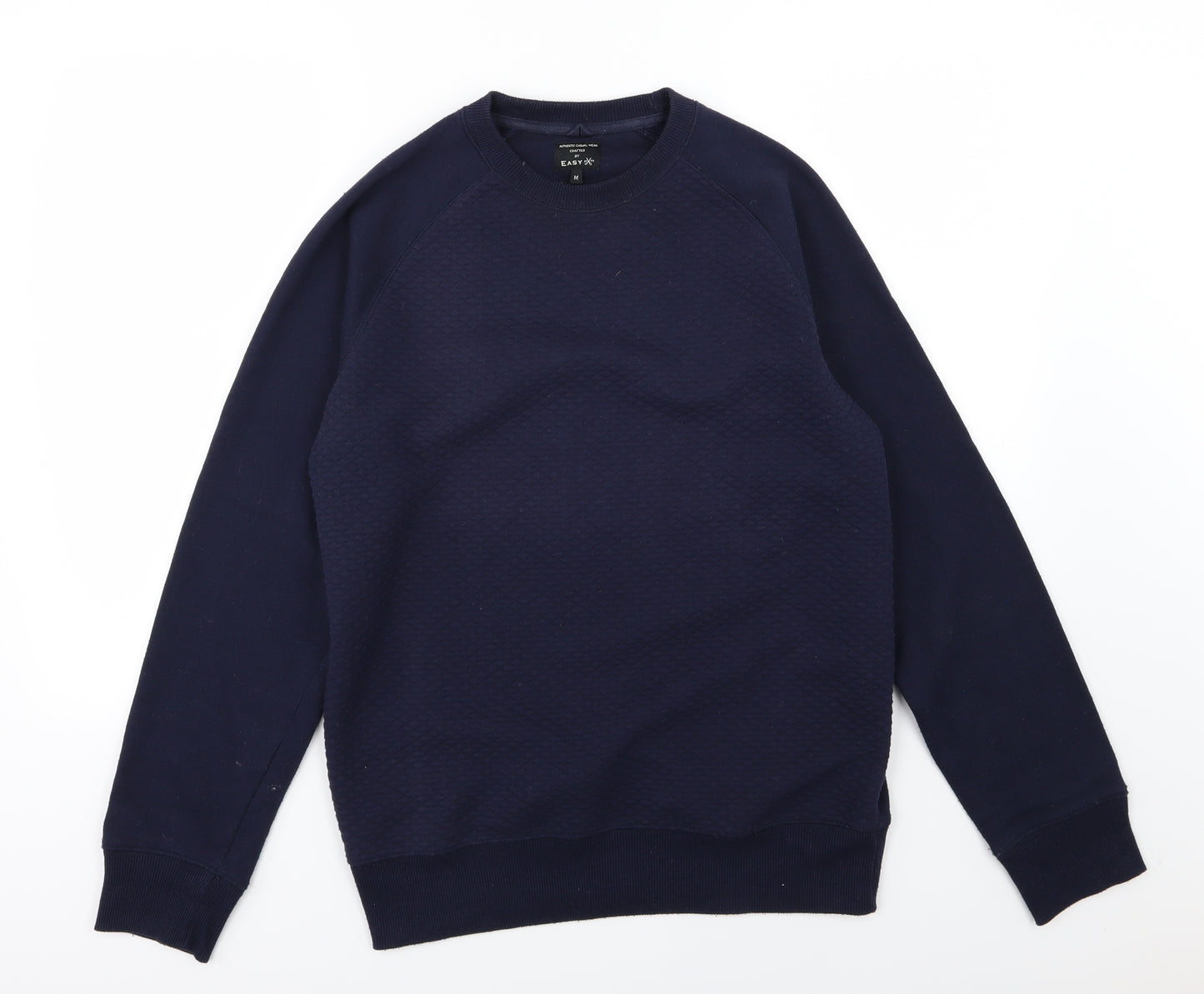 Easy Womens Blue Argyle/Diamond Jersey Pullover Sweatshirt Size M