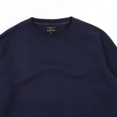 Easy Womens Blue Argyle/Diamond Jersey Pullover Sweatshirt Size M