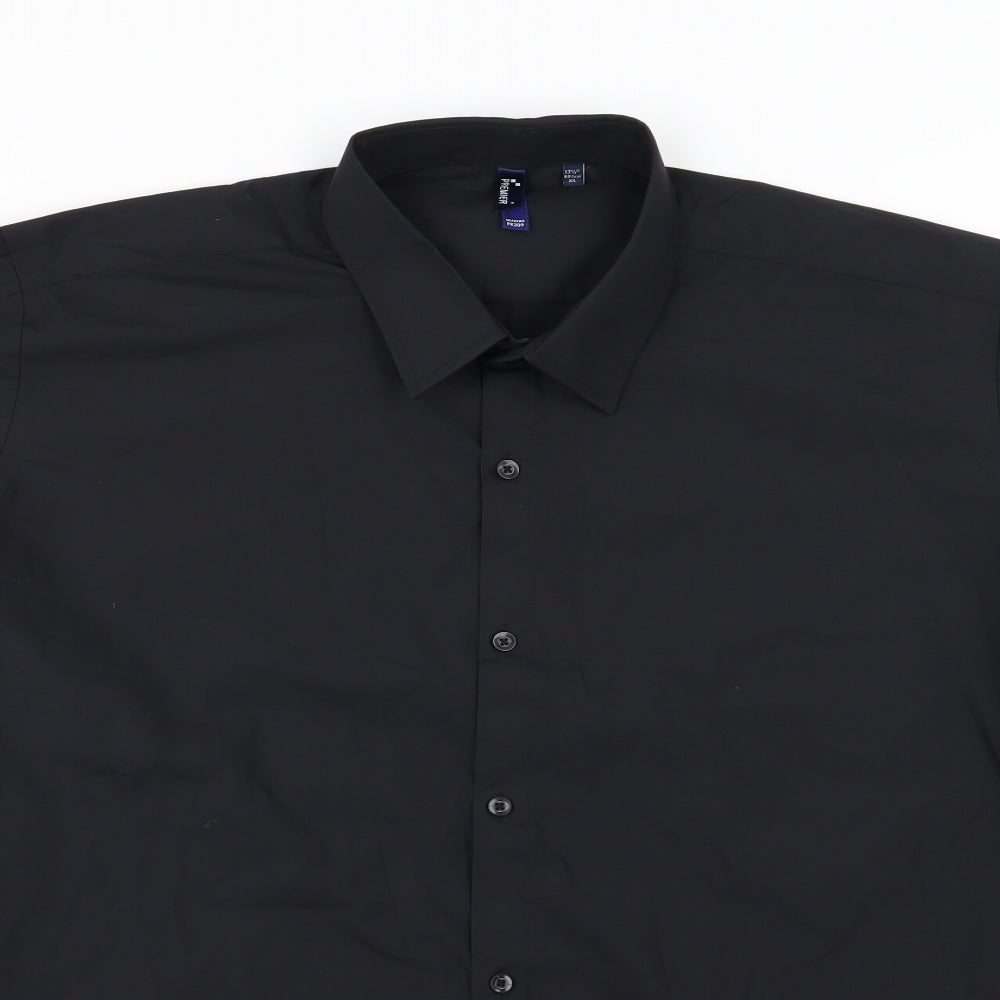 Premier Mens Black  Woven  Dress Shirt Size XL