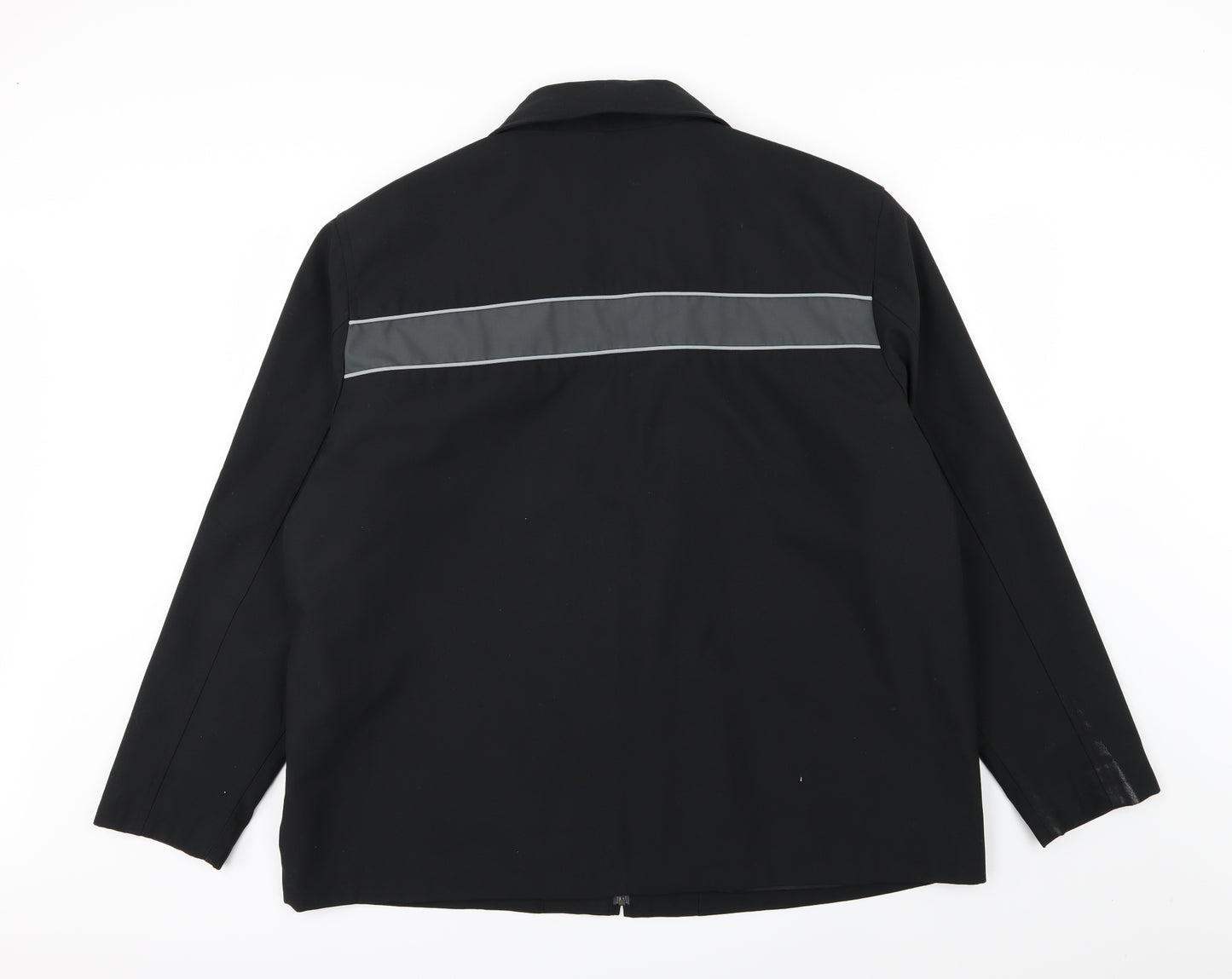 Preworn Mens Black Striped Rayon Jacket  Size 2XL