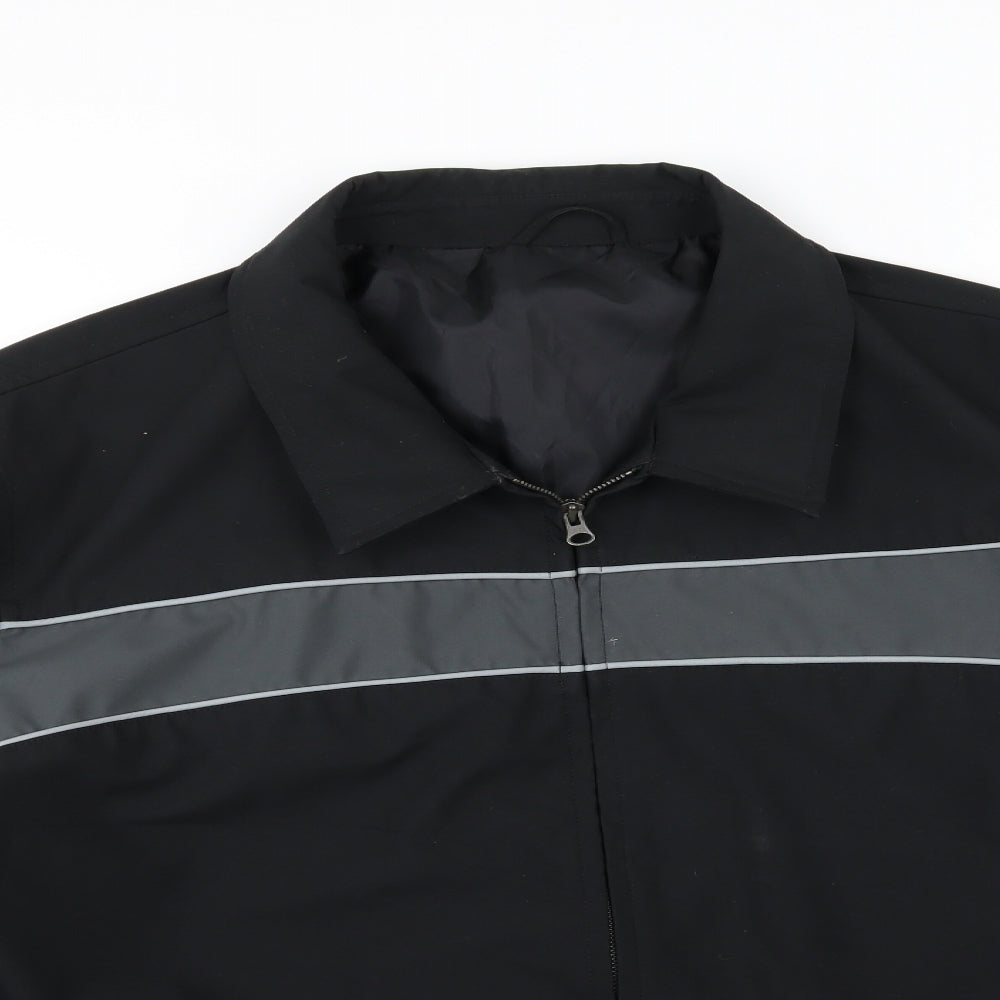 Preworn Mens Black Striped Rayon Jacket  Size 2XL