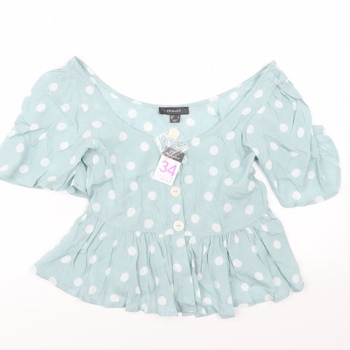 Primark Womens Green Polka Dot  Basic Blouse Size 6