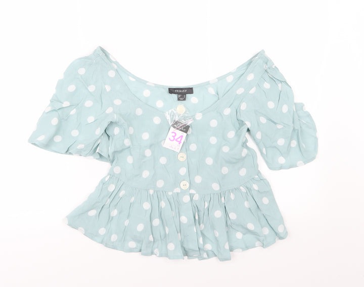 Primark Womens Green Polka Dot Basic Blouse Size 6
