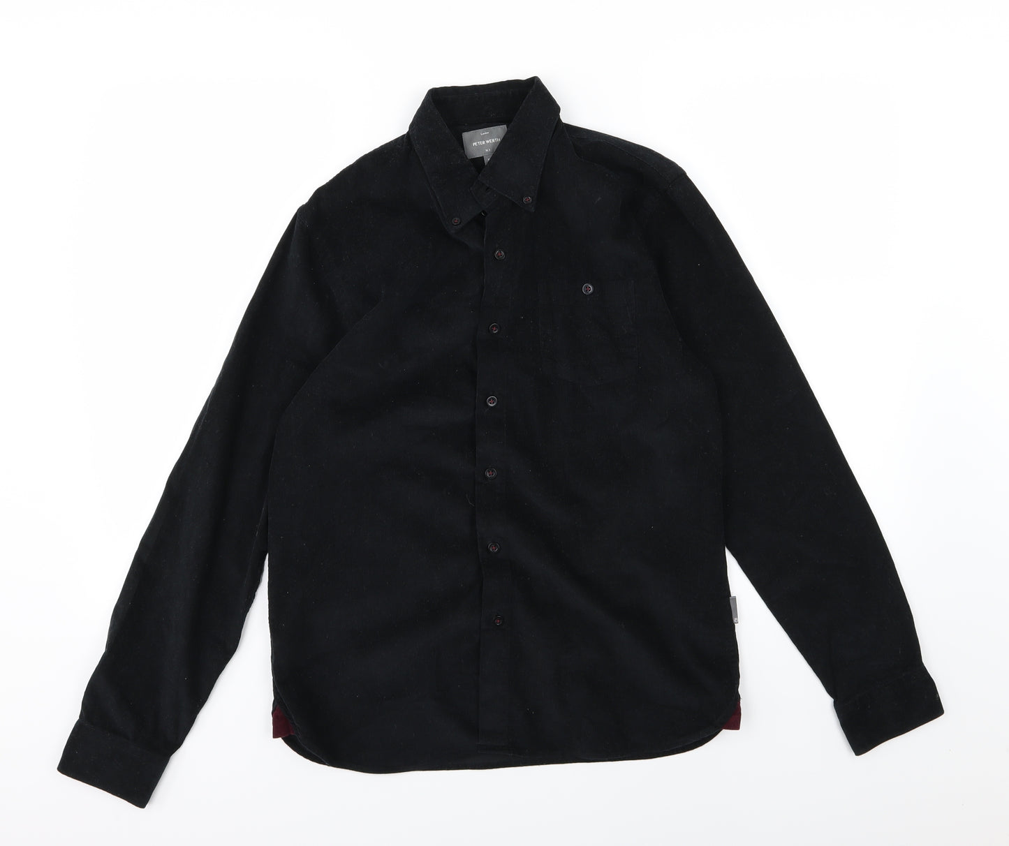 Peter Werth Mens Black  Corduroy  Button-Up Size S