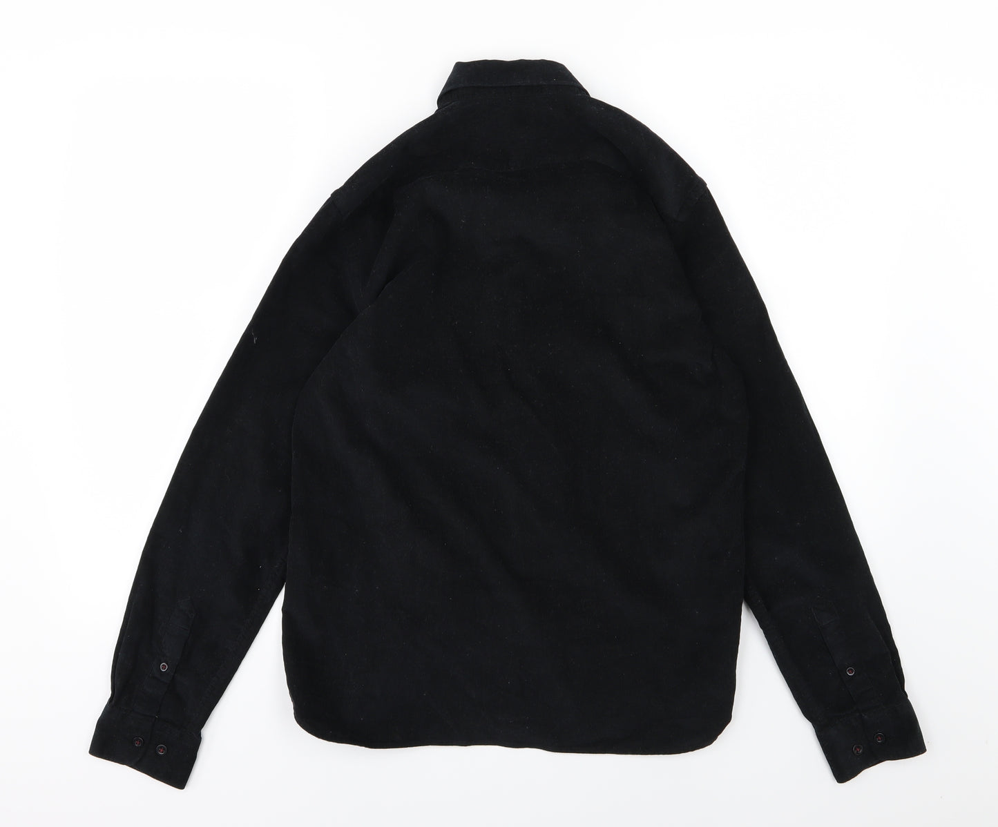 Peter Werth Mens Black  Corduroy  Button-Up Size S