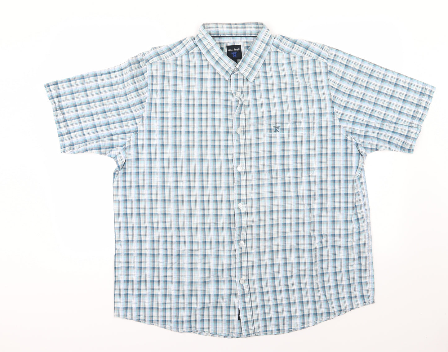 EWM Mens Blue Striped Woven  Button-Up Size XL